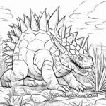 Stegosaurus and Predators: Survival Scene Coloring Pages 2