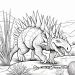 Stegosaurus and Predators: Survival Scene Coloring Pages 3