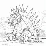 Stegosaurus Families in Prehistoric Land Coloring Sheets 1