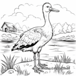 Stork in Nature: Landscape Scene Coloring Pages 3