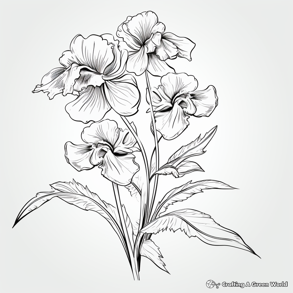 Striking Orchid Coloring Pages for Adults 1