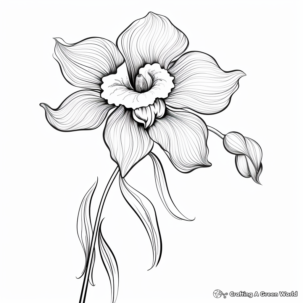Striking Orchid Coloring Pages for Adults 2