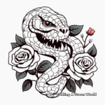 Striking Snake and Rose Tattoo Coloring Pages 2