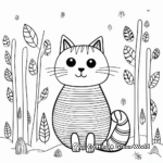 Striped Cat in the Garden Coloring Pages 3