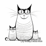 Striped Mother Cat and Kittens Coloring Pages 3