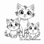 Striped Mother Cat and Kittens Coloring Pages 4