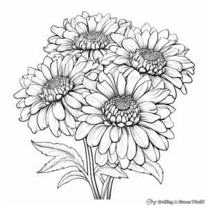 Stunning Chrysanthemum Fall Flowers Coloring Pages 1