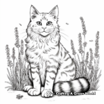 Stunning Maine Coon and Lavender Coloring Pages 1