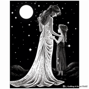 Stunning Nighttime Wedding Bride Coloring Pages 2
