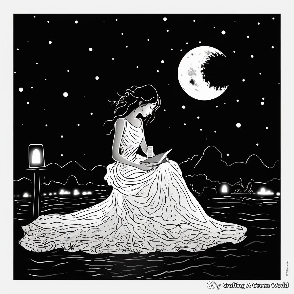 Stunning Nighttime Wedding Bride Coloring Pages 3