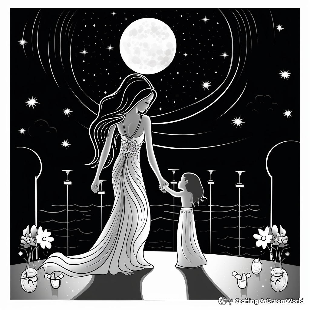 Stunning Nighttime Wedding Bride Coloring Pages 4