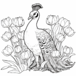 Stunning Peacock with Tulips Coloring Pages 2