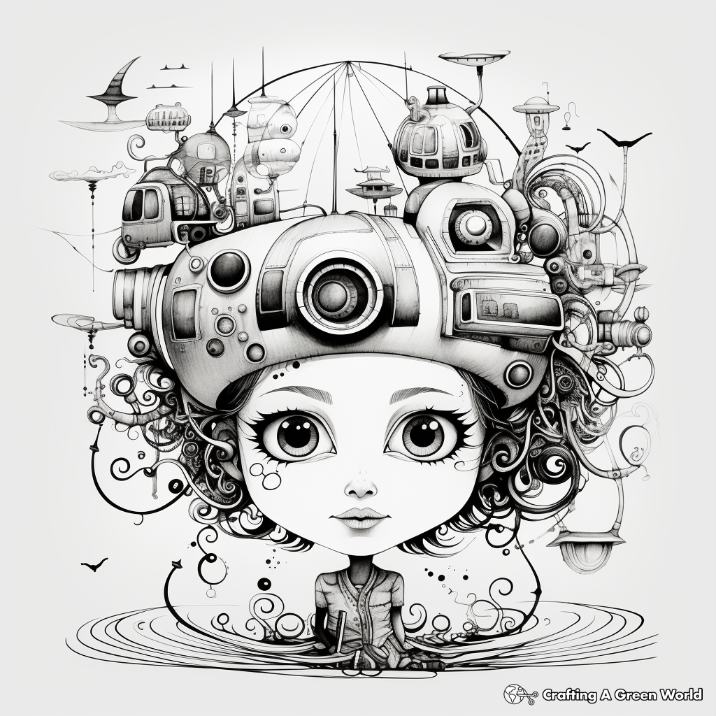 Stunning Surrealism Digital Art Coloring Pages 1