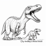Stylized Spinosaurus vs T-Rex Coloring Pages for Adults 2