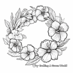 Summer-themed Hibiscus Flower Wreath Coloring Pages 3