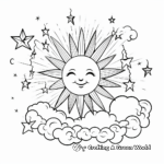 Sun Rays and Rainbow Coloring Pages 2