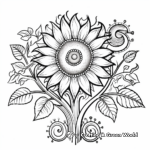Sunflower and Heart Printable Coloring Pages 3