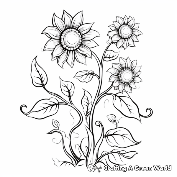 Flower Vine Coloring Pages - Free &amp; Printable!