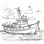 Sunny Day Fishing Boat Coloring Pages 1