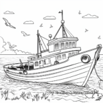 Sunset View Fishing Boat Coloring Pages 2