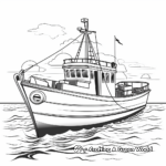 Sunset View Fishing Boat Coloring Pages 4