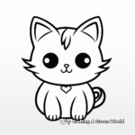 Super-Cute Kawaii Cat with Heart Coloring Pages 1