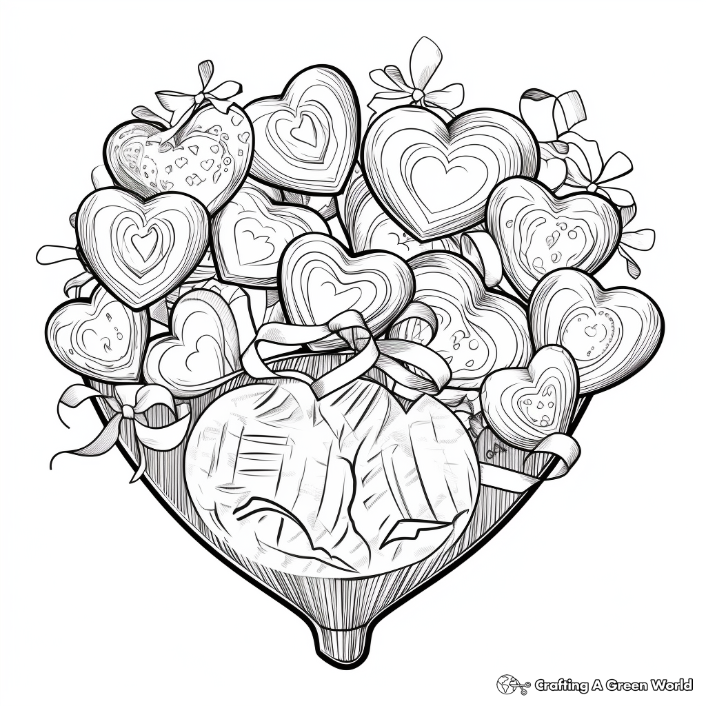 Sweet Candy Hearts Valentine's Day Coloring Pages 1