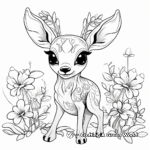 Sweet Deerling And Flowers Coloring Pages 1