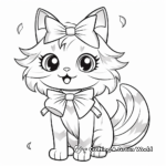 Sweet Ragdoll Cat with Rainbow Bow Coloring Pages 1