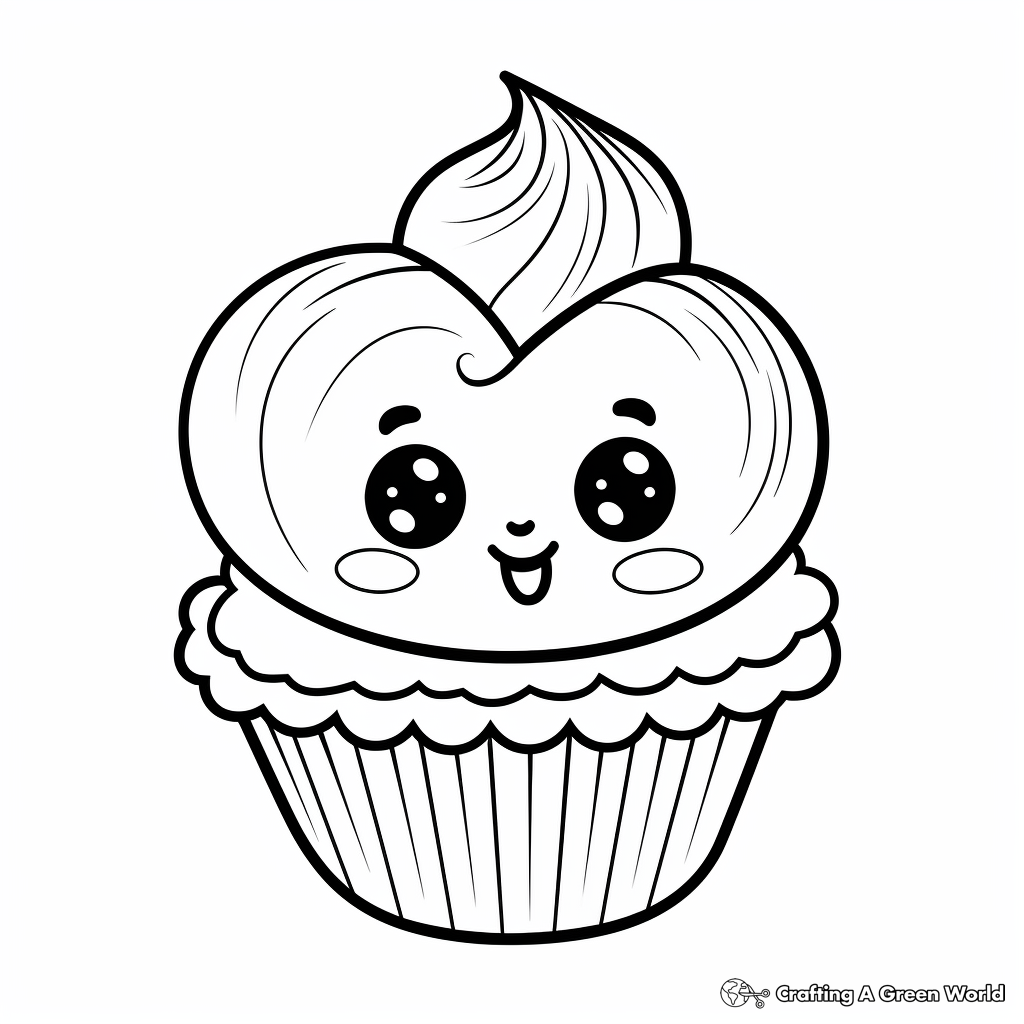 Sweet Valentine's Day Cupcake Coloring Pages 1