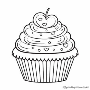 Sweet Valentine's Day Cupcake Coloring Pages 4