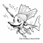 Swordfish and Diver Adventure Coloring Pages 2