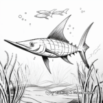 Swordfish in the Wild: Ocean-Scene Coloring Pages 1