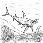 Swordfish in the Wild: Ocean-Scene Coloring Pages 2