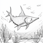 Swordfish in the Wild: Ocean-Scene Coloring Pages 4