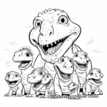 T Rex Family Coloring Pages: Male, Female, and Babies 1
