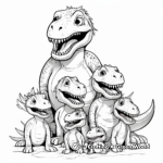 T Rex Family Coloring Pages: Male, Female, and Babies 2