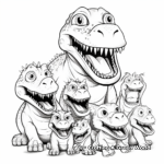 T Rex Family Coloring Pages: Male, Female, and Babies 3