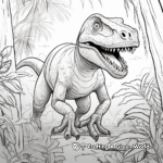 T Rex with Jungle Background Coloring Pages 2