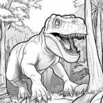 T Rex with Jungle Background Coloring Pages 3