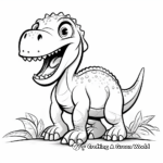 T Rex with Other Dinosaurs Coloring Page 1