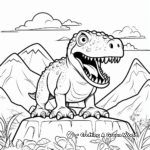 T Rex with Volcano Background Coloring Pages 2