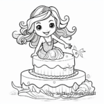 Tail-Flipping Fun Mermaid Cake Coloring Pages 1