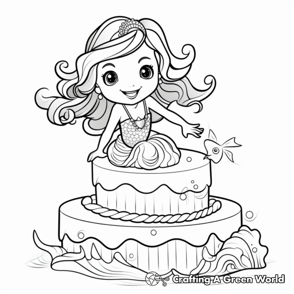 Mermaid Cake Coloring Pages - Free &amp; Printable!