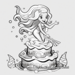 Tail-Flipping Fun Mermaid Cake Coloring Pages 4