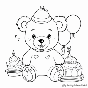 Teddy Bear Birthday Party Coloring Pages 1