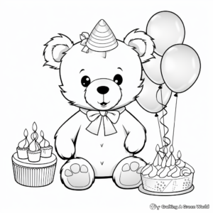 Teddy Bear Birthday Party Coloring Pages 4