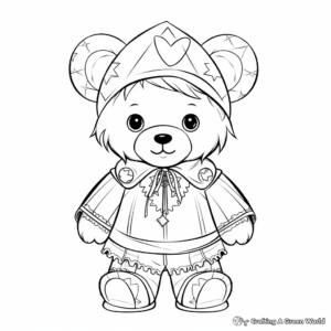 Teddy Bear in Different Costumes Coloring Pages 1