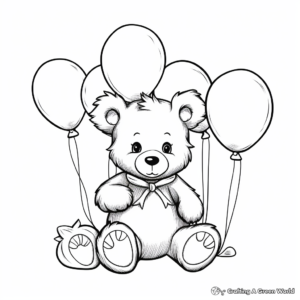 Teddy Bear with Balloons Coloring Pages 1