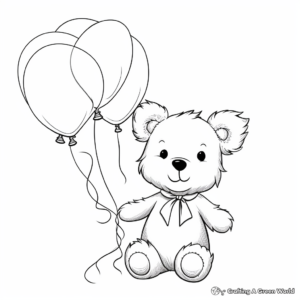 Teddy Bear with Balloons Coloring Pages 3